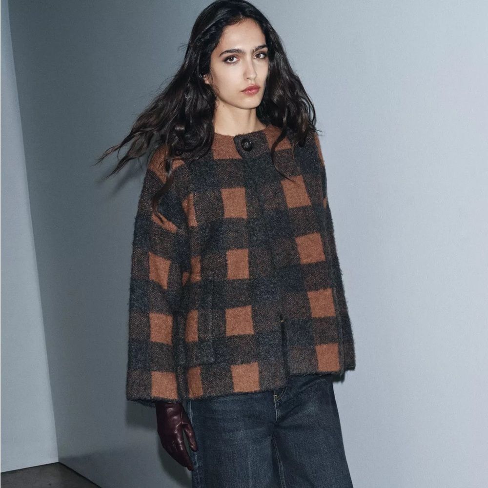 ZARA PLAID JACKET CARDIGAN - Picture 4 of 7